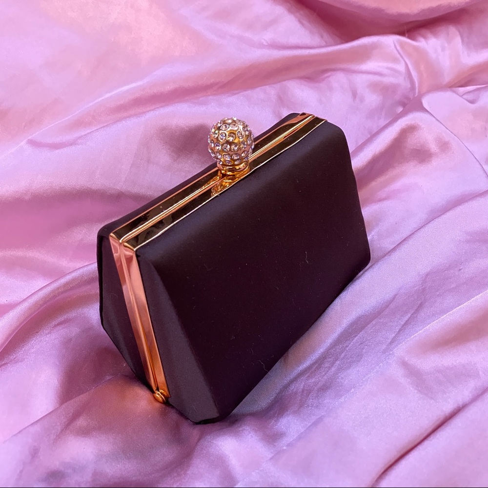 VINTAGE Diamond Black and Gold Clutch with Straps
